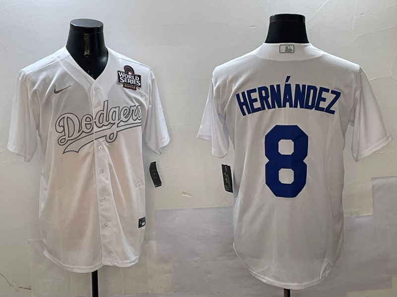 Men Los Angeles Dodgers 8 Hernandez White Fashion Edition Game 2025 Nike MLB Jersey style 4